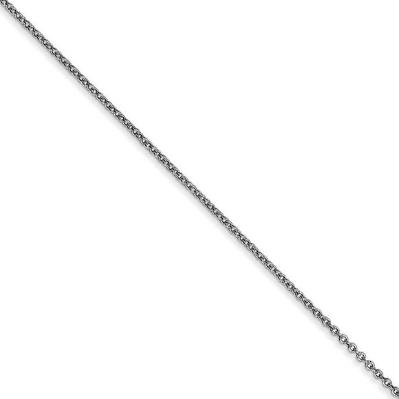 0.9mm 10k White Gold Solid Cable Chain Necklace, 16 Inch - Picture 1 of 8